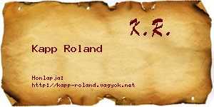 Kapp Roland névjegykártya